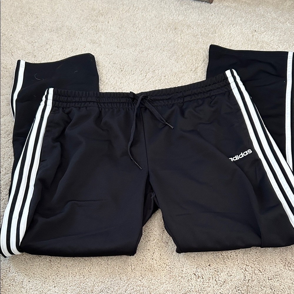 Adidas Women’s Black Joggers with White Stripes